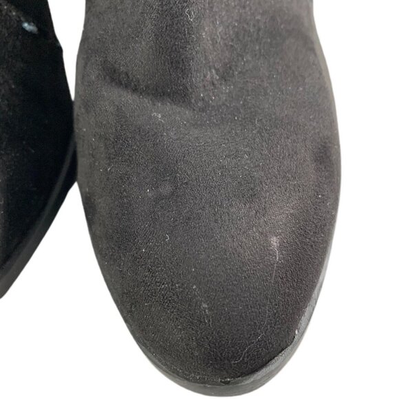 Qupid Black Embroidered Boots Bootie Floral Stacked Heel Sz 6.5 Side Zip Shoes - Picture 4 of 10